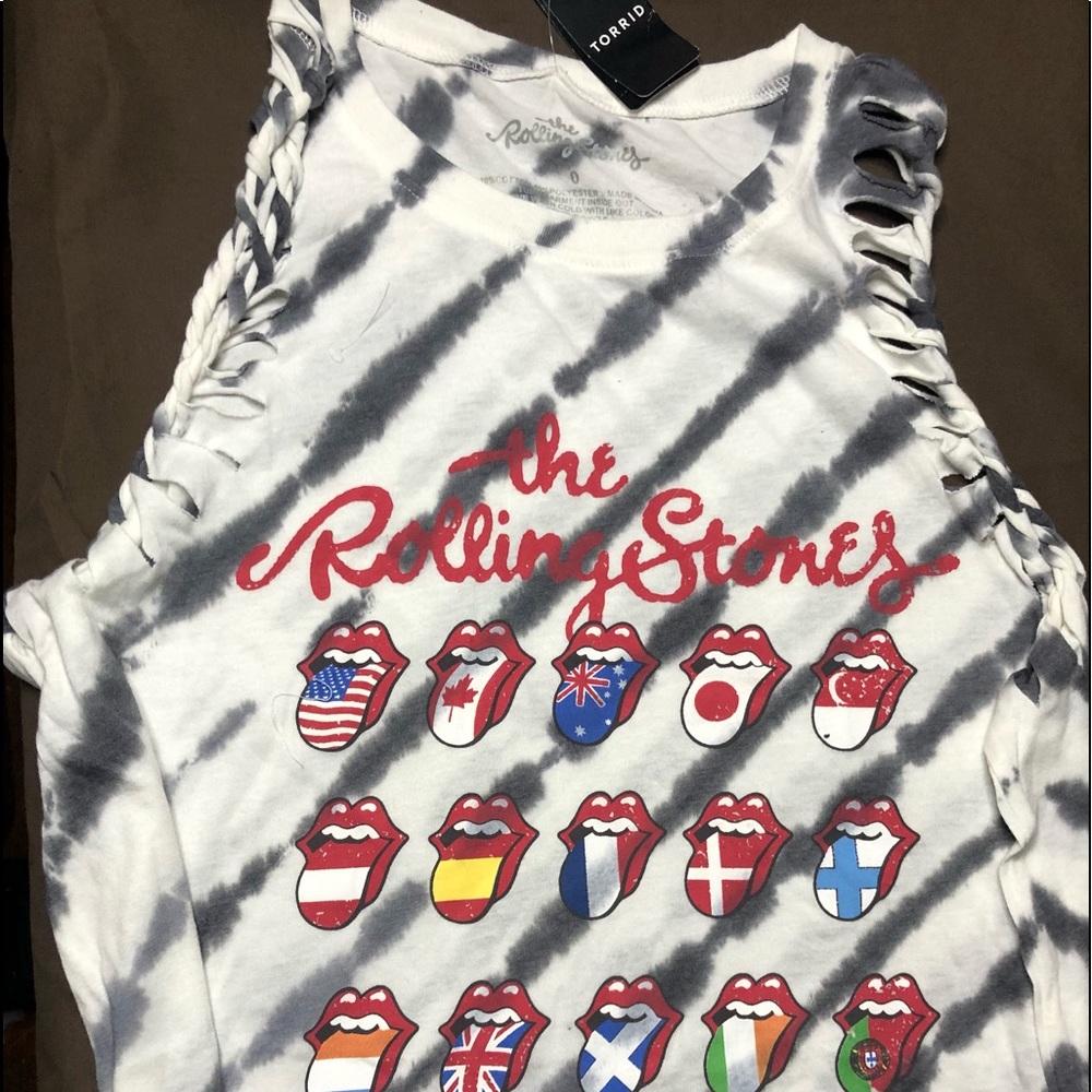 Rolling Stones White and BlackTie Dye Crew Neck